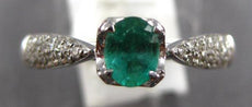 .49CT DIAMOND & AAA EMERALD 14KT WHITE GOLD OVAL & ROUND FRIENDSHIP PROMISE RING