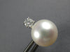 LARGE .41CT DIAMOND & AAA SOUTH SEA PEARL 14K WHITE GOLD 3D STUD EARRINGS #26982