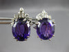 LARGE 10.50CT DIAMOND & AAA AMETHYST 18KT WHITE GOLD 3D OVAL CLIP ON EARRINGS