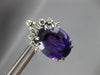 LARGE 10.50CT DIAMOND & AAA AMETHYST 18KT WHITE GOLD 3D OVAL CLIP ON EARRINGS