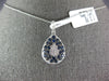 1.04CT DIAMOND & AAA SAPPHIRE 14KT WHITE GOLD CLUSTER TEAR DROP FLOATING PENDANT