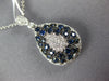 1.04CT DIAMOND & AAA SAPPHIRE 14KT WHITE GOLD CLUSTER TEAR DROP FLOATING PENDANT