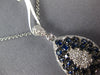 1.04CT DIAMOND & AAA SAPPHIRE 14KT WHITE GOLD CLUSTER TEAR DROP FLOATING PENDANT