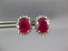 2.64CT DIAMOND & AAA RUBY 14KT WHITE GOLD 3D OVAL & ROUND FLOWER STUD EARRINGS