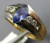 .88CT DIAMOND & AAA TANZANITE 14K YELLOW GOLD 3D MARQUISE & ROUND BEZEL FUN RING