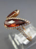 1.82CT DIAMOND & AAA GARNET 14KT ROSE GOLD 3D PEAR SHAPE CRISS CROSS LOVE RING