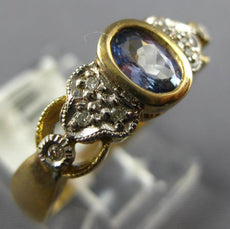 .48CT DIAMOND & AAA TANZANITE 14KT YELLOW GOLD 3D BEZEL FILIGREE FRIENDSHIP RING