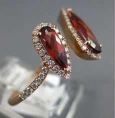1.82CT DIAMOND & AAA GARNET 14KT ROSE GOLD 3D PEAR SHAPE CRISS CROSS LOVE RING