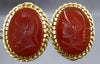 ESTATE LARGE 14KT YELLOW GOLD HANDCRAFTED ROMAN SOILDER CARNELIAN OVAL CUFFLINKS