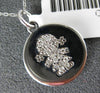 ESTATE .15CT DIAMOND 14KT WHITE GOLD 3D CIRCULAR BABY GIRL FUN FLOATING PENDANT