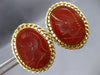 ESTATE LARGE 14KT YELLOW GOLD HANDCRAFTED ROMAN SOILDER CARNELIAN OVAL CUFFLINKS