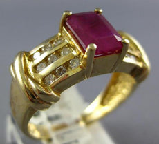 2.03CT DIAMOND & AAA RUBY 14KT YELLOW GOLD 3D MULTI ROW CLASSIC ENGAGEMENT RING