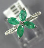 .67CT DIAMOND & AAA EMERALD 14K WHITE GOLD 3D MARQUISE 4 LEAF CLOVER FLOWER RING