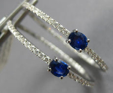 1.61CT DIAMOND & AAA SAPPHIRE 18K WHITE GOLD 3D INSIDE OUT HOOP HANGING EARRINGS