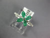 .67CT DIAMOND & AAA EMERALD 14K WHITE GOLD 3D MARQUISE 4 LEAF CLOVER FLOWER RING