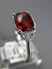 1.76CT DIAMOND & AAA GARNET 14KT WHITE GOLD CUSHION & ROUND SQUARE FILIGREE RING