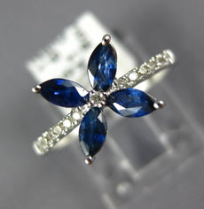 .77CT DIAMOND & AAA SAPPHIRE 14KT WHITE GOLD MARQUISE 4 LEAF CLOVER FLOWER RING