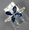 .77CT DIAMOND & AAA SAPPHIRE 14KT WHITE GOLD MARQUISE 4 LEAF CLOVER FLOWER RING