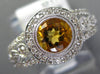 1.38CT DIAMOND & AAA CITRINE 14KT WHITE GOLD 3D ROUND BEZEL HALO ENGAGEMENT RING