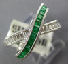 1.44CT DIAMOND & AAA EMERALD 14KT WHITE GOLD 3D BAGUETTE X CRISS CROSS FUN RING