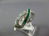 1.44CT DIAMOND & AAA EMERALD 14KT WHITE GOLD 3D BAGUETTE X CRISS CROSS FUN RING