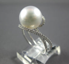 0.42CT DIAMOND & AAA SOUTH SEA PEARL 14KT WHITE GOLD CRISS CROSS LOVE KNOT RING