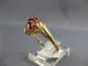 .77CT DIAMOND & AAA RUBY 14KT YELLOW GOLD MARQUISE & ROUND 3 STONE DIAGONAL RING