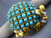 ANTIQUE EXTRA LARGE 18.4CT DIAMOND AAA TURQUOISE 14KT 2 TONE GOLD BROOCH PENDANT