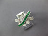1.44CT DIAMOND & AAA EMERALD 14KT WHITE GOLD 3D BAGUETTE X CRISS CROSS FUN RING