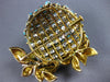 ANTIQUE EXTRA LARGE 18.4CT DIAMOND AAA TURQUOISE 14KT 2 TONE GOLD BROOCH PENDANT