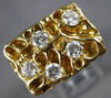 ESTATE LARGE .75CT DIAMOND 18KT YELLOW GOLD 3D CLASSIC NUGGET SOLID MENS RING