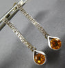 ESTATE .85CT DIAMOND & AAA CITRINE 14K WHITE GOLD TEAR DROP BAR HANGING EARRINGS