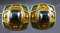 EXTRA LARGE 18KT YELLOW GOLD 3D DE VROOMEN MULTI COLOR ENAMEL CLIP ON EARRINGS