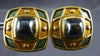 EXTRA LARGE 18KT YELLOW GOLD 3D DE VROOMEN MULTI COLOR ENAMEL CLIP ON EARRINGS