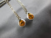 ESTATE .85CT DIAMOND & AAA CITRINE 14K WHITE GOLD TEAR DROP BAR HANGING EARRINGS