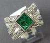 1.37CT DIAMOND & AAA EMERALD 14K WHITE GOLD PRINCESS CRISS CROSS FRIENDSHIP RING