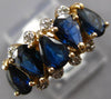 2.6CT DIAMOND & AAA SAPPHIRE 14K YELLOW GOLD 5 STONE PEAR SHAPE CRISS CROSS RING