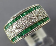 .95CT DIAMOND & AAA EMERALD 18KT WHITE GOLD PRINCESS MULTI ROW ANNIVERSARY RING
