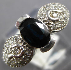 1.50CT DIAMOND & AAA SAPPHIRE 14KT WHITE GOLD OVAL SEMI BEZEL DOUBLE STONE RING