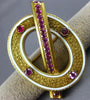 ESTATE LARGE 2.6CT AAA RUBY & WHITE ENAMEL 18K YELLOW GOLD 3D FUN BROOCH PENDANT