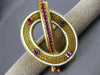 ESTATE LARGE 2.6CT AAA RUBY & WHITE ENAMEL 18K YELLOW GOLD 3D FUN BROOCH PENDANT