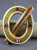 ESTATE LARGE 2.6CT AAA RUBY & WHITE ENAMEL 18K YELLOW GOLD 3D FUN BROOCH PENDANT