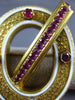 ESTATE LARGE 2.6CT AAA RUBY & WHITE ENAMEL 18K YELLOW GOLD 3D FUN BROOCH PENDANT