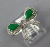 .71CT DIAMOND & AAA EMERALD 14K WHITE GOLD PEAR SHAPE & ROUND BOW SHAPE FUN RING