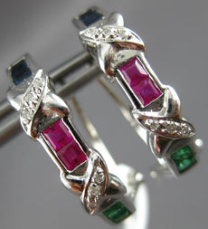 .64CT DIAMOND & AAA SAPPHIRE EMERALD & RUBY 14KT WHITE GOLD 3D CLIP ON EARRINGS