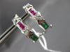 .64CT DIAMOND & AAA SAPPHIRE EMERALD & RUBY 14KT WHITE GOLD 3D CLIP ON EARRINGS