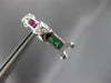 .64CT DIAMOND & AAA SAPPHIRE EMERALD & RUBY 14KT WHITE GOLD 3D CLIP ON EARRINGS