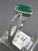 1.08CT DIAMOND & AAA EMERALD 14K WHITE GOLD EMERALD CUT DIAGONAL FRIENDSHIP RING