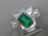 1.08CT DIAMOND & AAA EMERALD 14K WHITE GOLD EMERALD CUT DIAGONAL FRIENDSHIP RING