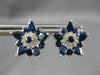 LARGE 3.25CT DIAMOND & AAA SAPPHIRE 14K WHITE GOLD 3D LEVERBACK HANGING EARRINGS